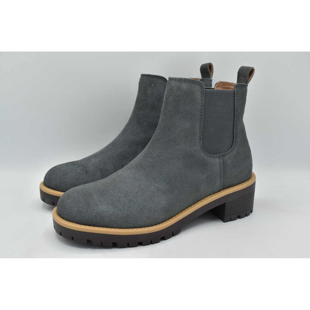 Blondo Women Size 7 Mayes Grey Leather Chelsea Booties Boots Shoes Grunge Lug